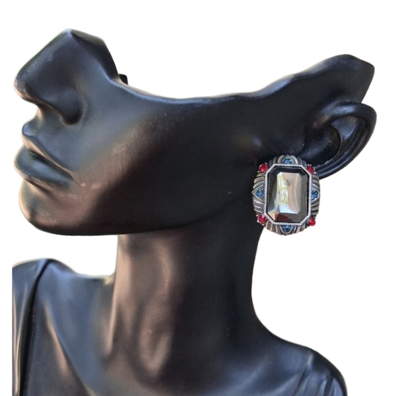 Vintage 1928 Collection Marcasite Statement Earrings – Art Deco Revival - Picture 2 of 5